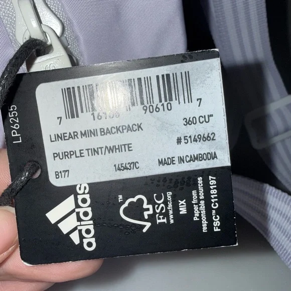 Adidas Liner Mini Backpack NWT Purple Tint /White light lilac - Picture 3 of 9